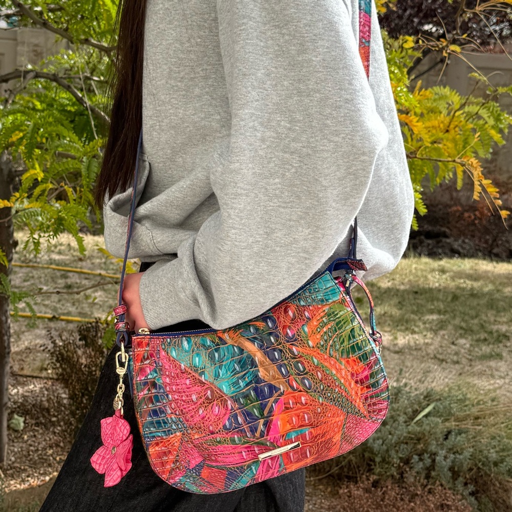 Brahmin Shayna Crossbody Bag Lush Print + Bonus Bag Charm